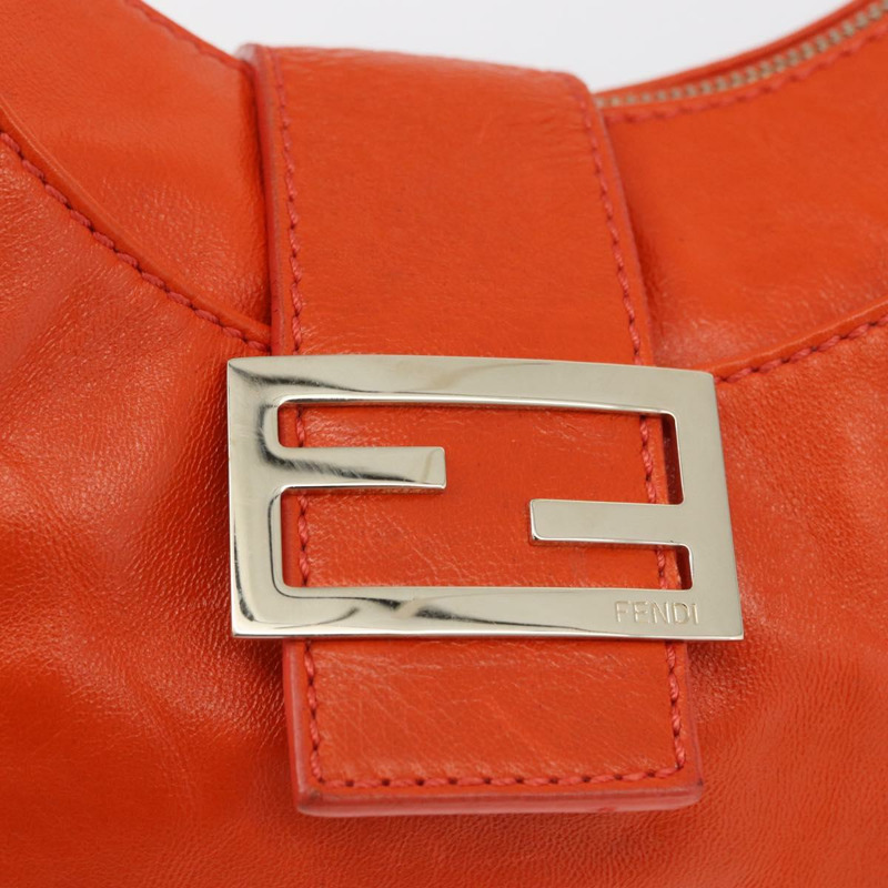 【日本直送】FENDI Mamma Baguette 肩背包 皮革 橘色 金色 Auth mr2236V-16