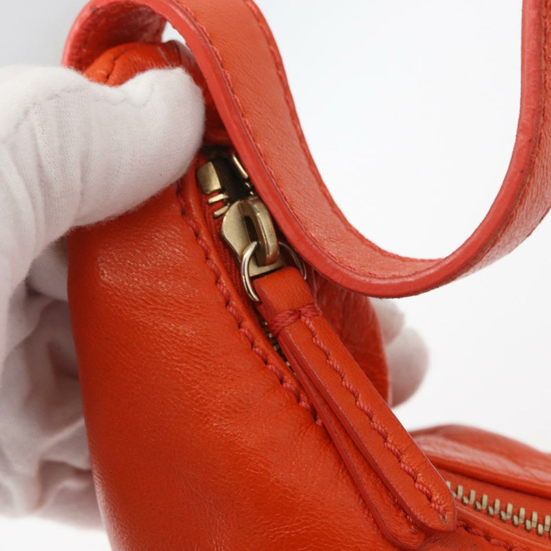 【日本直送】FENDI Mamma Baguette 肩背包 皮革 橘色 金色 Auth mr2236V-17