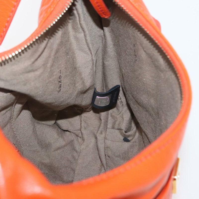 【日本直送】FENDI Mamma Baguette 肩背包 皮革 橘色 金色 Auth mr2236V-19