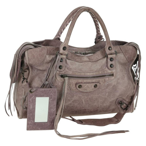 BALENCIAGA The City 手提包 皮革 2way 紫色/灰色 115748 Auth yk20199SAV