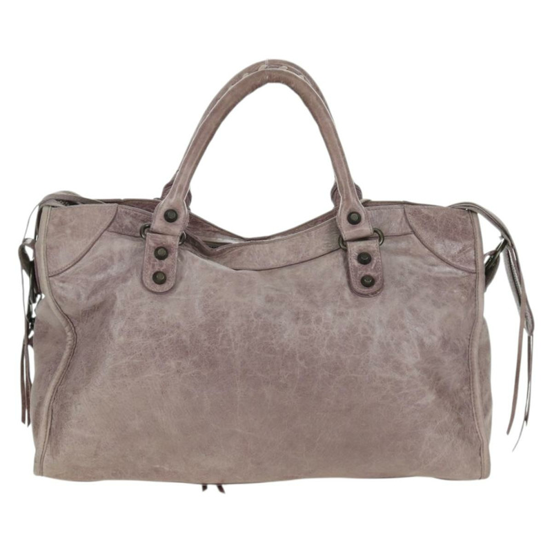 【日本直送】BALENCIAGA The City 手提包 皮革 2way 紫色/灰色 115748 Auth yk20199SAV-1