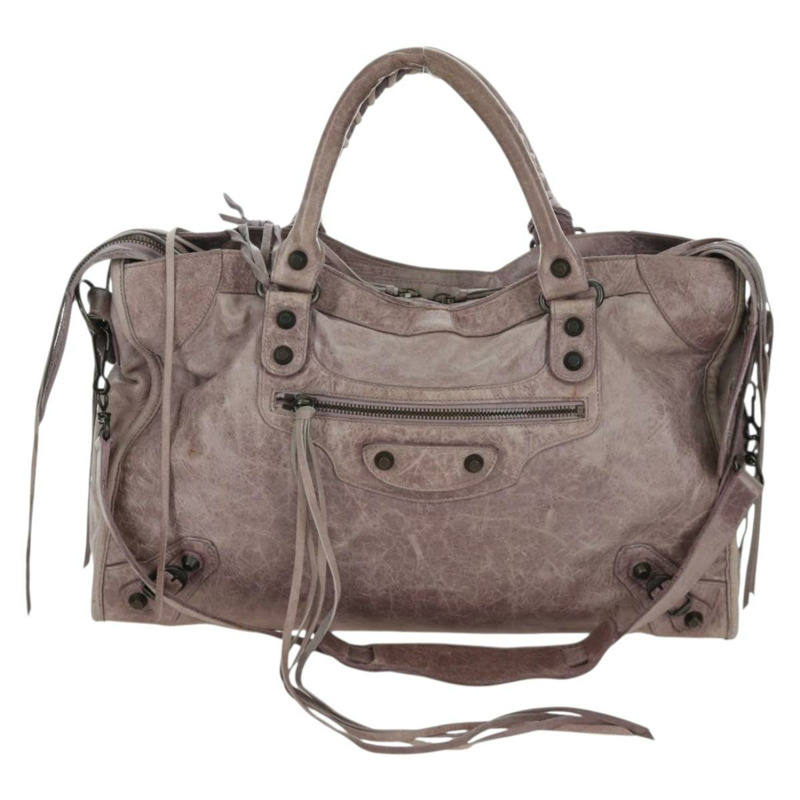 【日本直送】BALENCIAGA The City 手提包 皮革 2way 紫色/灰色 115748 Auth yk20199SAV-12