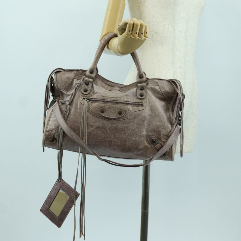 【日本直送】BALENCIAGA The City 手提包 皮革 2way 紫色/灰色 115748 Auth yk20199SAV-27