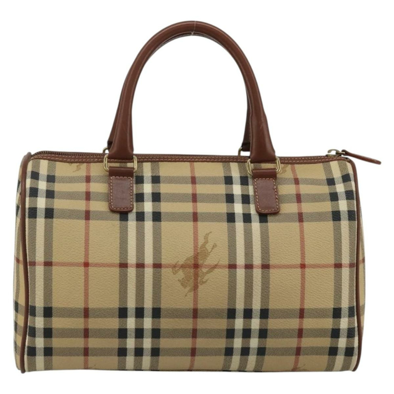 【日本直送】BURBERRY Nova 格紋手提包 PVC 皮革 米色 金色 正品 SW2248V-1