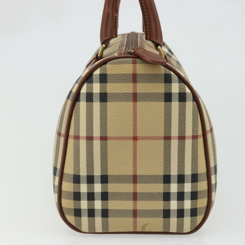 【日本直送】BURBERRY Nova 格紋手提包 PVC 皮革 米色 金色 正品 SW2248V-2