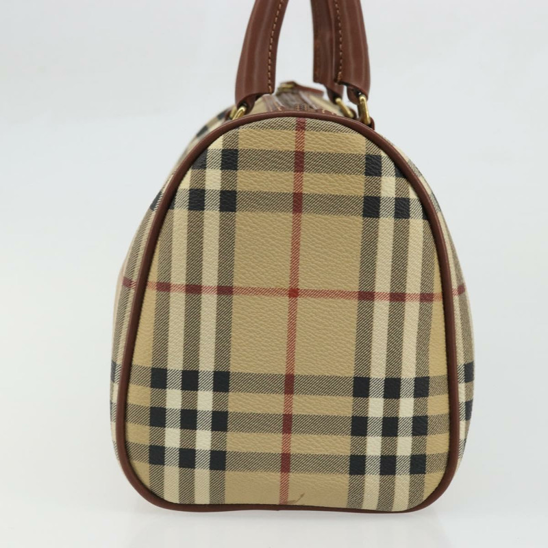 【日本直送】BURBERRY Nova 格紋手提包 PVC 皮革 米色 金色 正品 SW2248V-3