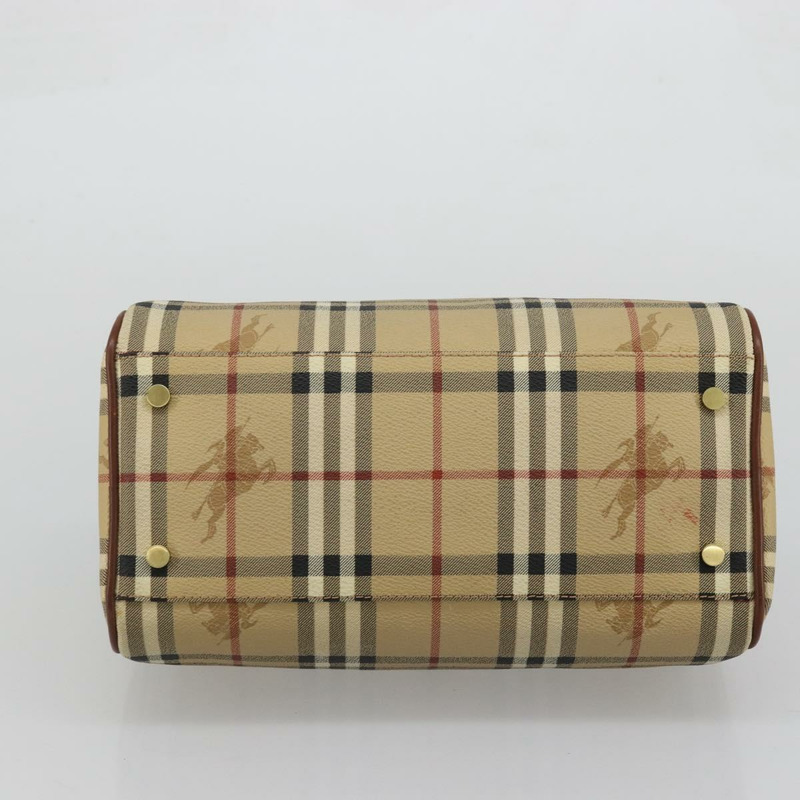 【日本直送】BURBERRY Nova 格紋手提包 PVC 皮革 米色 金色 正品 SW2248V-4
