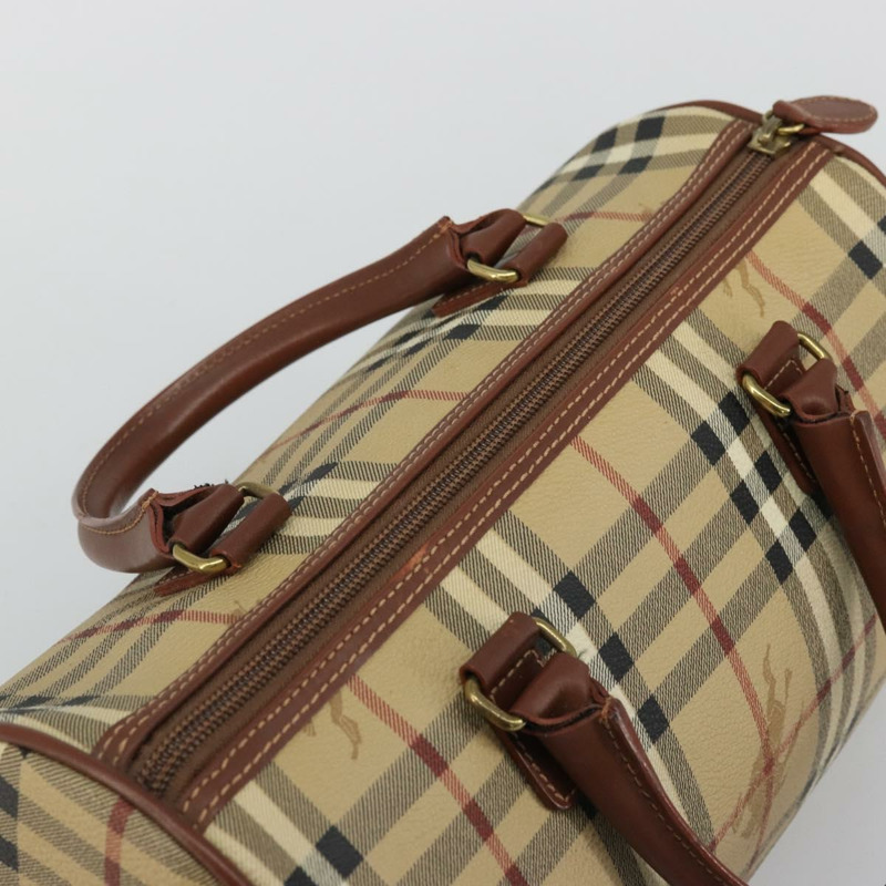 【日本直送】BURBERRY Nova 格紋手提包 PVC 皮革 米色 金色 正品 SW2248V-5