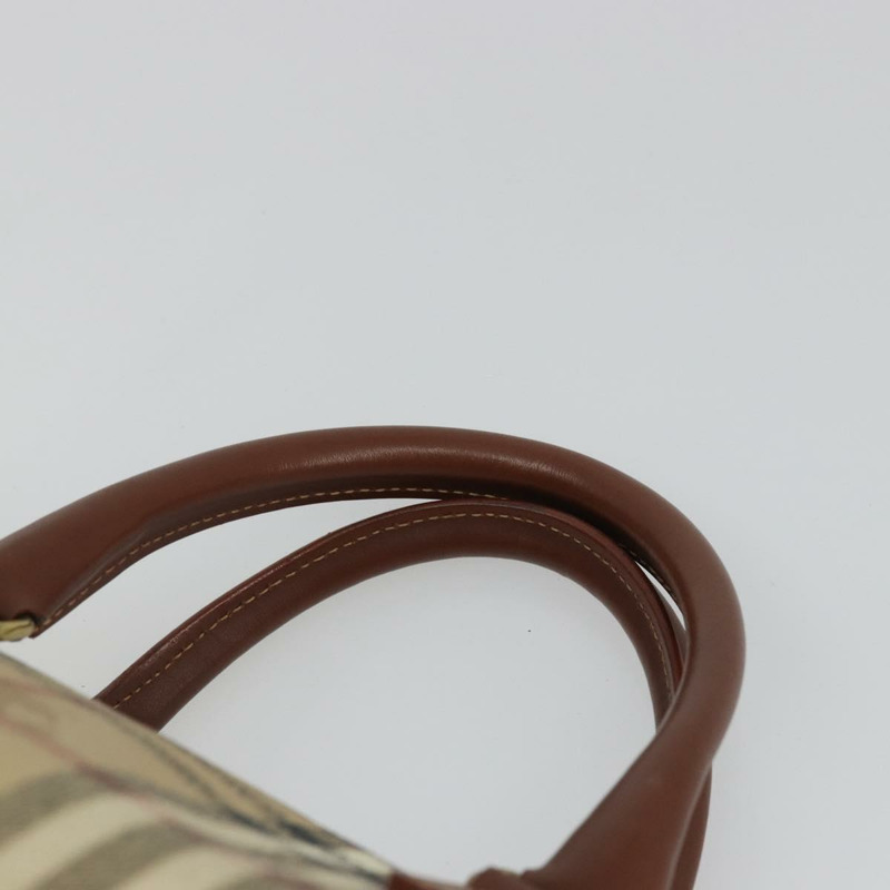 【日本直送】BURBERRY Nova 格紋手提包 PVC 皮革 米色 金色 正品 SW2248V-7