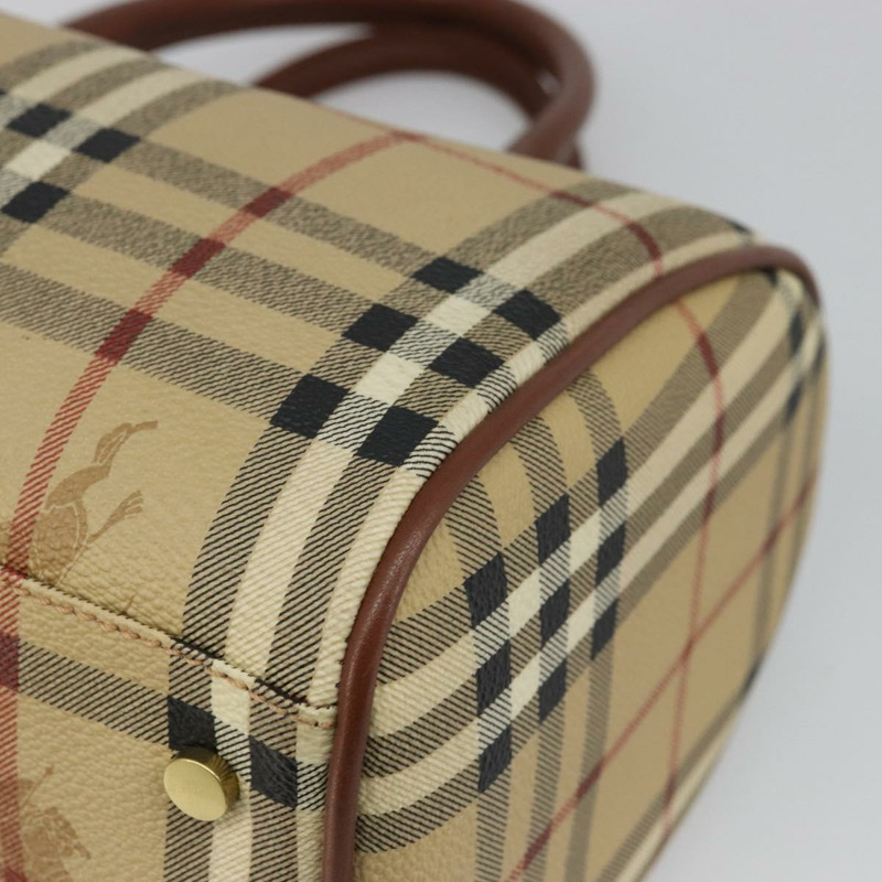 【日本直送】BURBERRY Nova 格紋手提包 PVC 皮革 米色 金色 正品 SW2248V-8