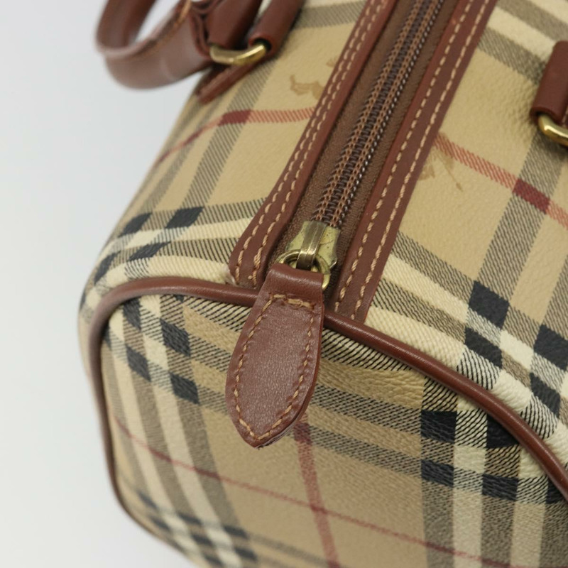 【日本直送】BURBERRY Nova 格紋手提包 PVC 皮革 米色 金色 正品 SW2248V-9