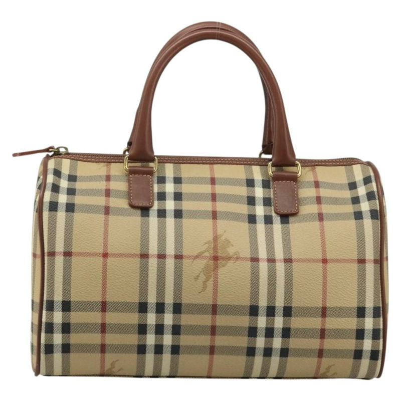 【日本直送】BURBERRY Nova 格紋手提包 PVC 皮革 米色 金色 正品 SW2248V-12