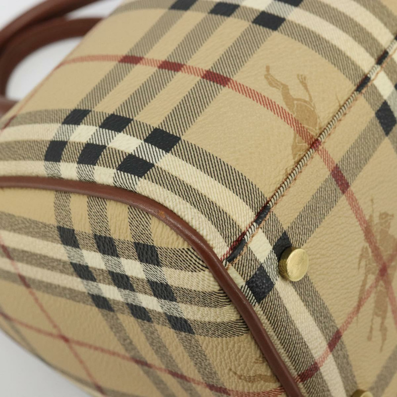 【日本直送】BURBERRY Nova 格紋手提包 PVC 皮革 米色 金色 正品 SW2248V-13