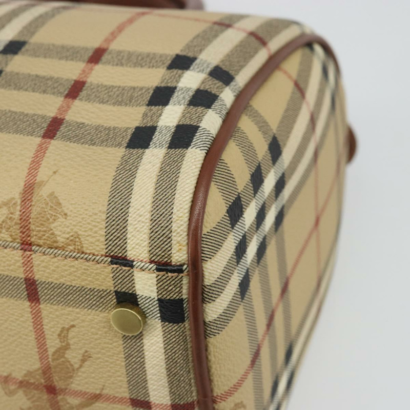 【日本直送】BURBERRY Nova 格紋手提包 PVC 皮革 米色 金色 正品 SW2248V-14