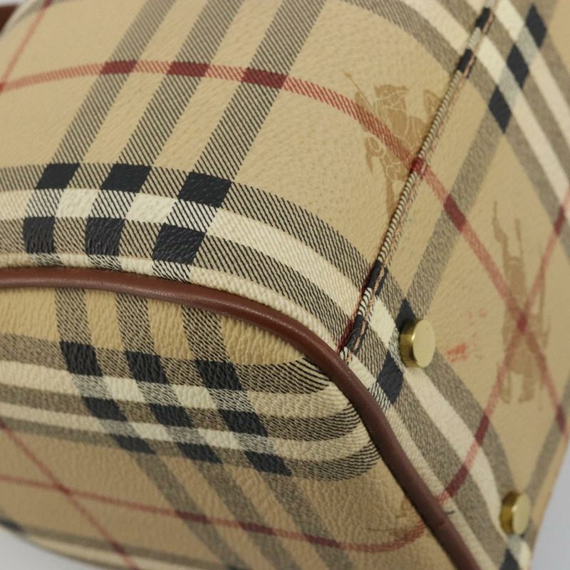 【日本直送】BURBERRY Nova 格紋手提包 PVC 皮革 米色 金色 正品 SW2248V-15