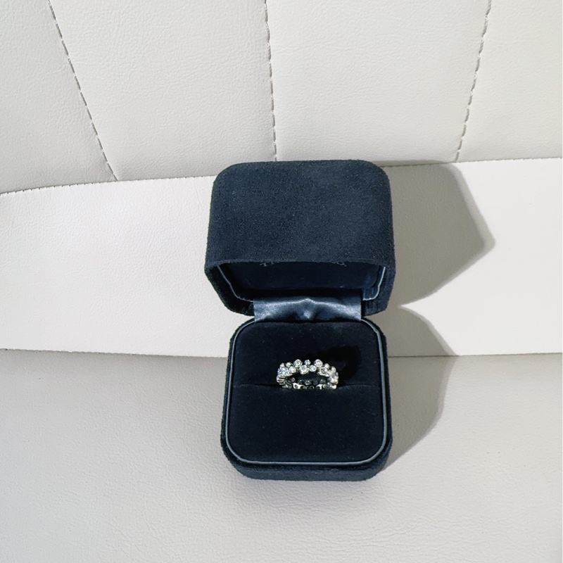 Tiffany蒂芙尼 Bubble Ring系列 PT950鉑金雙排鑽戒指，51碼-0