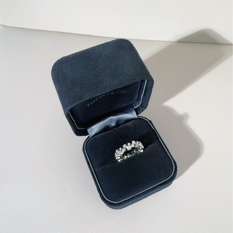 Tiffany蒂芙尼 Bubble Ring系列 PT950鉑金雙排鑽戒指，51碼-1