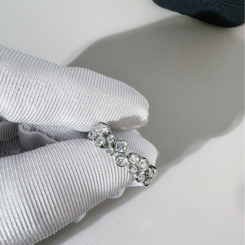 Tiffany蒂芙尼 Bubble Ring系列 PT950鉑金雙排鑽戒指，51碼-3