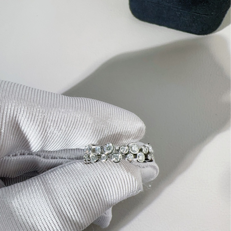 Tiffany蒂芙尼 Bubble Ring系列 PT950鉑金雙排鑽戒指，51碼-4