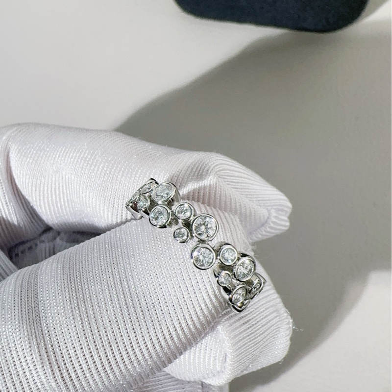 Tiffany蒂芙尼 Bubble Ring系列 PT950鉑金雙排鑽戒指，51碼-5