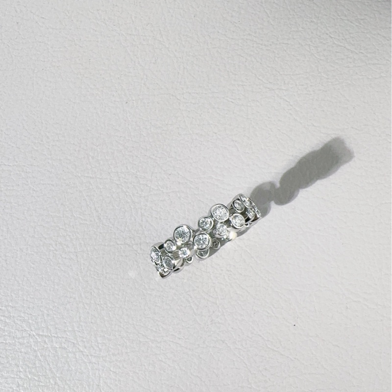Tiffany蒂芙尼 Bubble Ring系列 PT950鉑金雙排鑽戒指，51碼-6