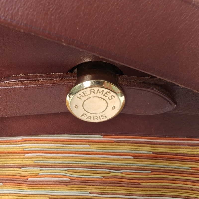 HERMES Herbag31愛馬仕紅Hunter牛皮/羊切皮框F金扣-4