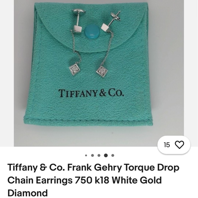 Tiffany蒂芙尼 傳奇設計師 frank gehry系列 白金鑲鑽吊墜耳環-8