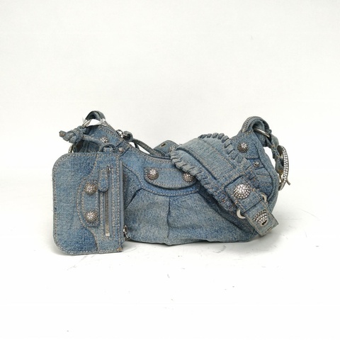 BALENCIAGA LeCagole機車月牙包xs牛仔藍牛仔布