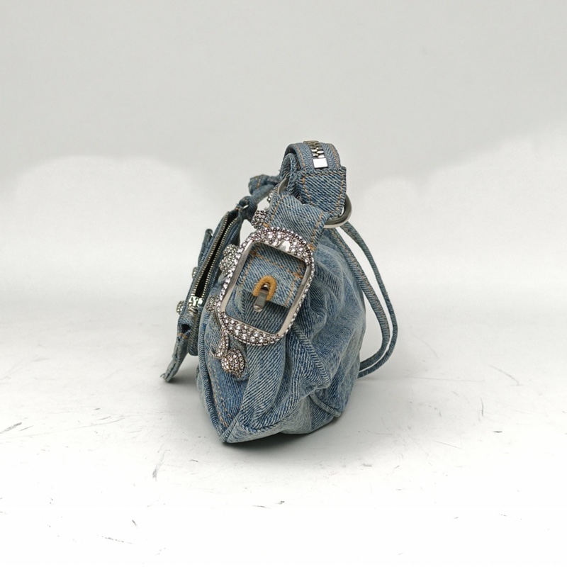 BALENCIAGA LeCagole機車月牙包xs牛仔藍牛仔布-1