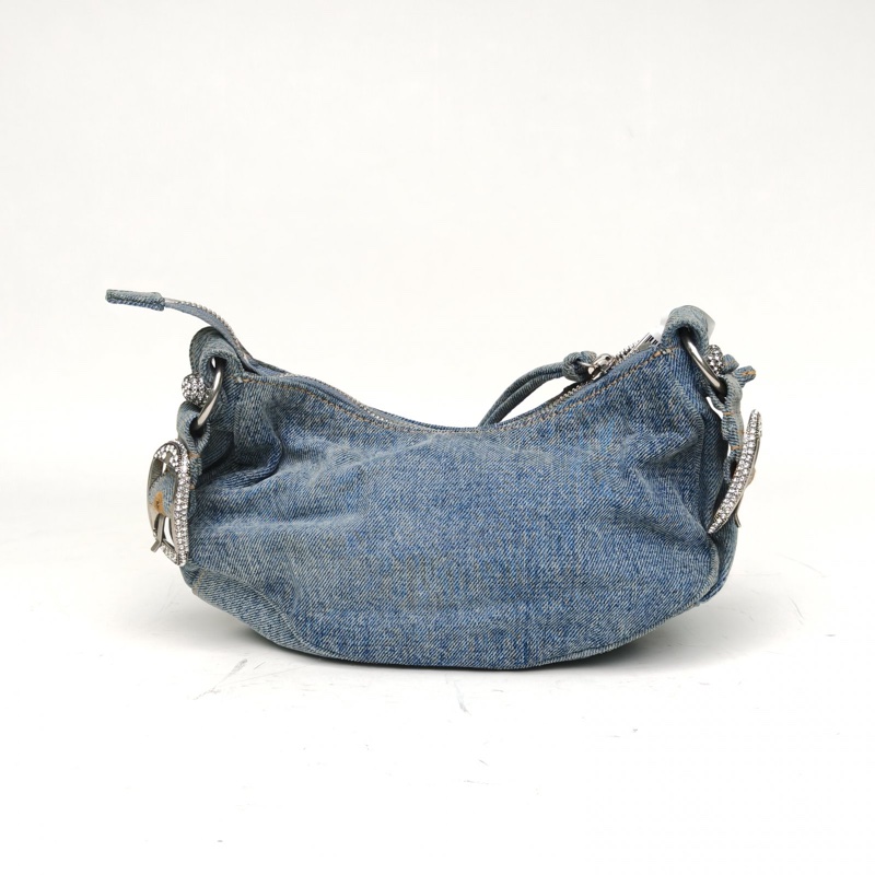 BALENCIAGA LeCagole機車月牙包xs牛仔藍牛仔布-2