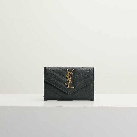 二手YSL 信封卡包/黑金