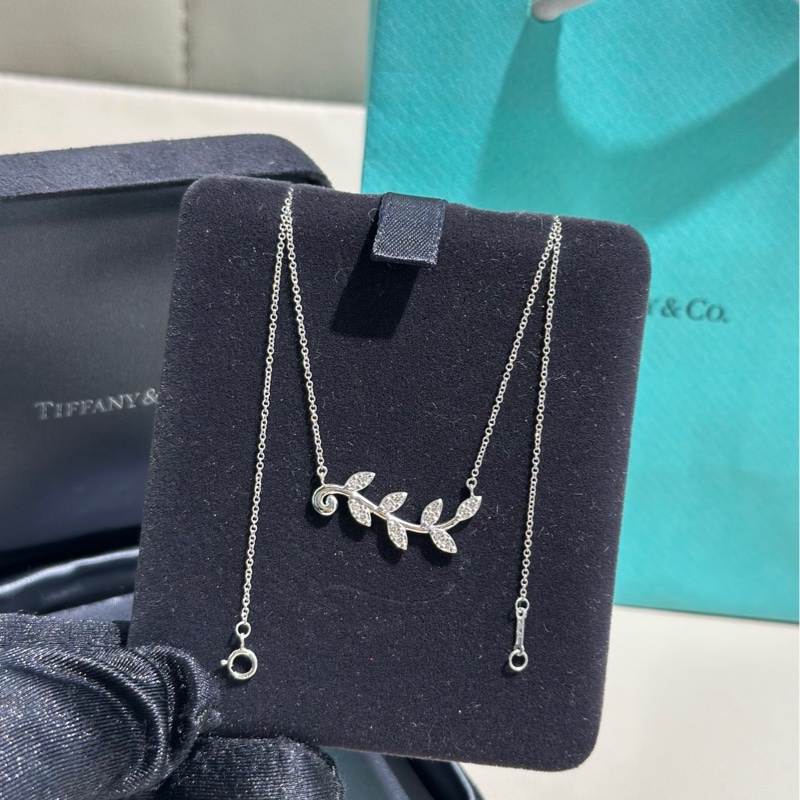 Tiffany蒂芙尼 picasso系列 橄欖枝葉鑲鑽項鍊-4