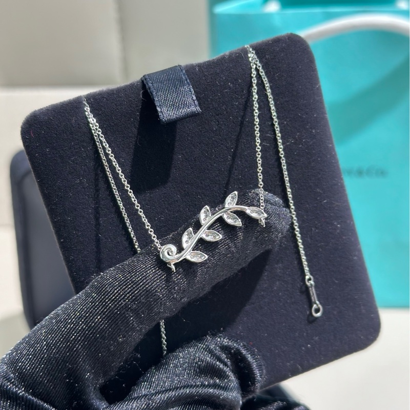 Tiffany蒂芙尼 picasso系列 橄欖枝葉鑲鑽項鍊-6