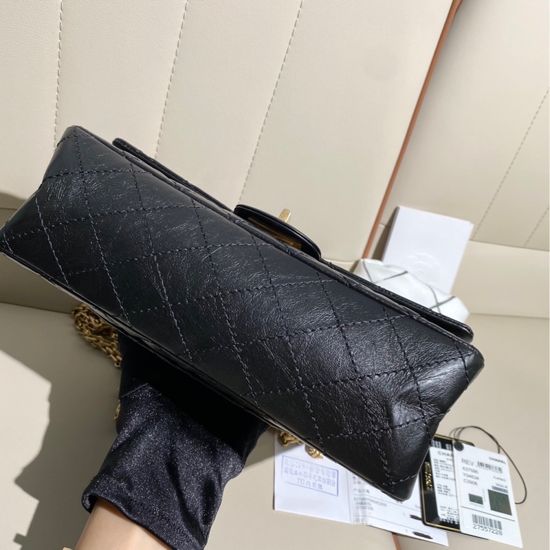 Chanel香奈兒 復刻2.55 黑金雙蓋牛皮鏈條包,小號-5