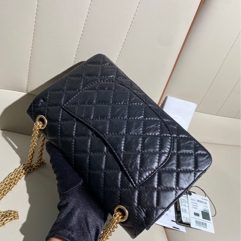 Chanel香奈兒 復刻2.55 黑金雙蓋牛皮鏈條包,小號-6