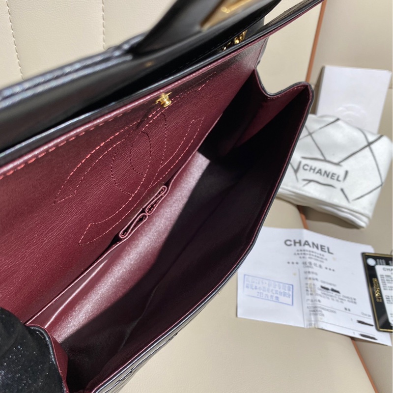 Chanel香奈兒 復刻2.55 黑金雙蓋牛皮鏈條包,小號-8