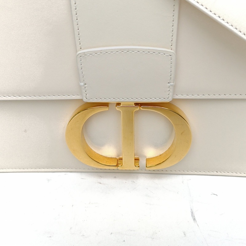 DIOR 30Montaigne蒙田皮肩帶大號米白色牛皮金扣-4
