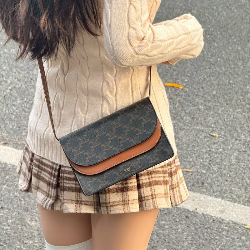 Celine原花凱旋門雙蓋woc斜背包-1