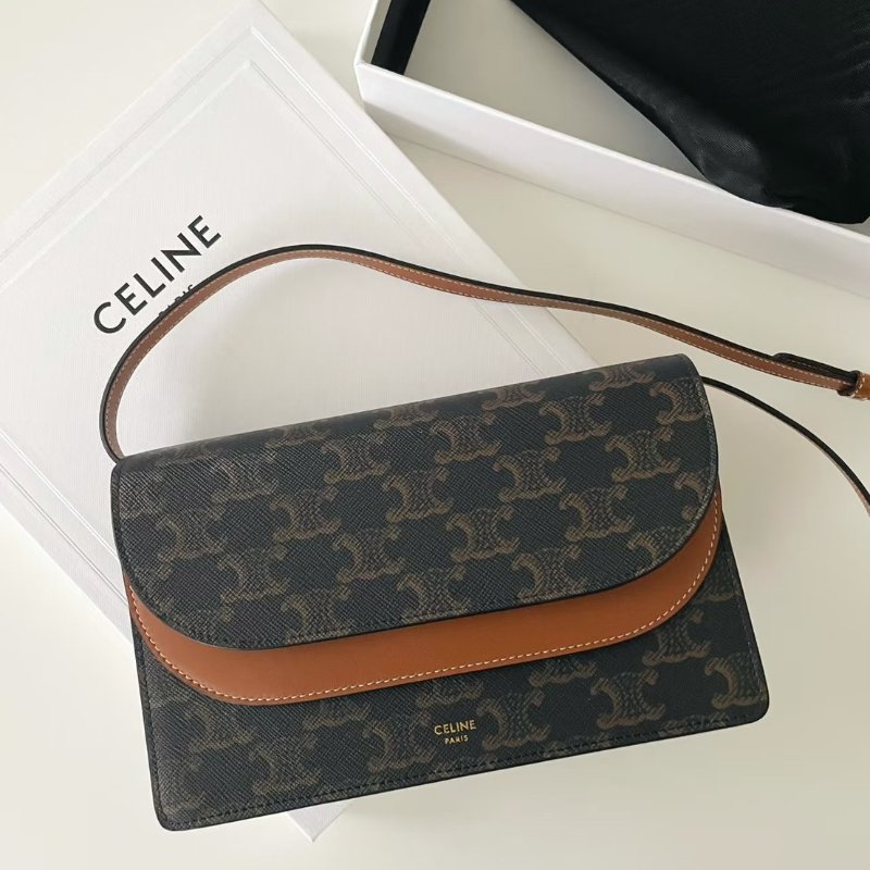 Celine原花凱旋門雙蓋woc斜背包-2