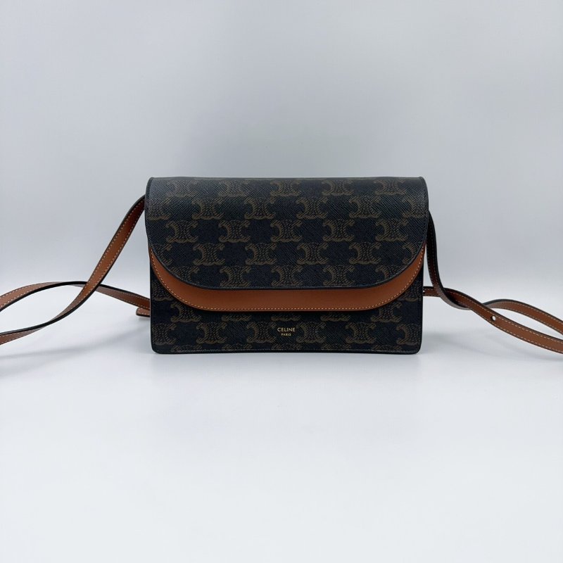 Celine原花凱旋門雙蓋woc斜背包-3