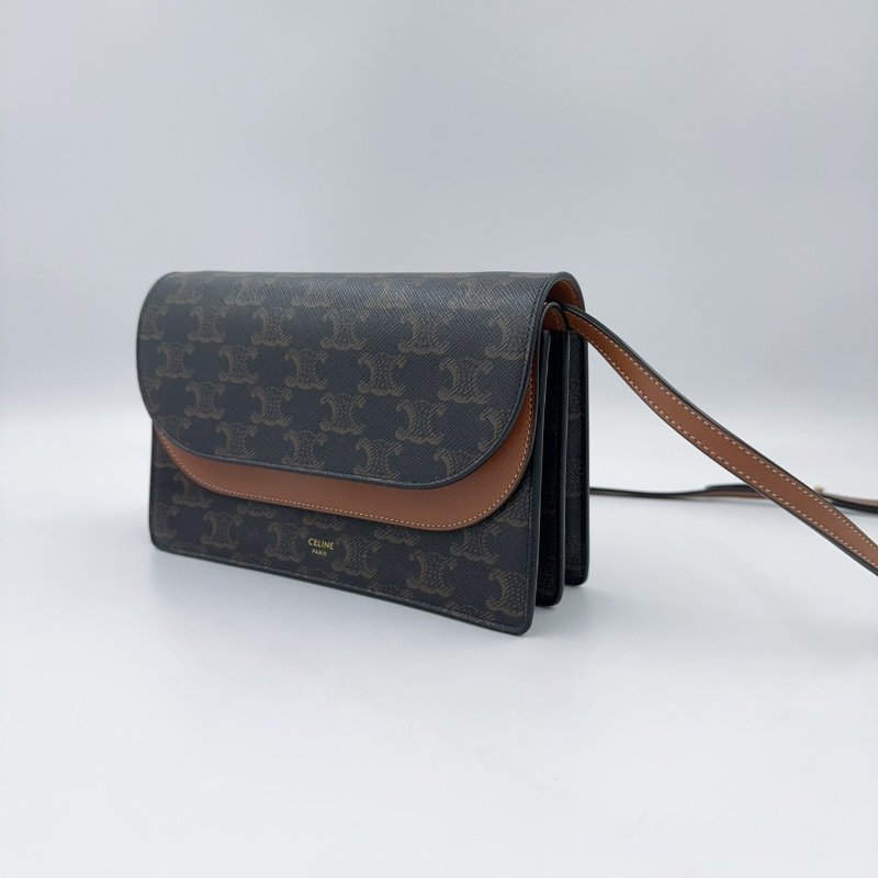 Celine原花凱旋門雙蓋woc斜背包-5