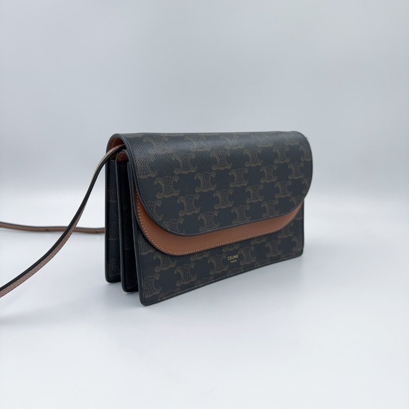 Celine原花凱旋門雙蓋woc斜背包-6