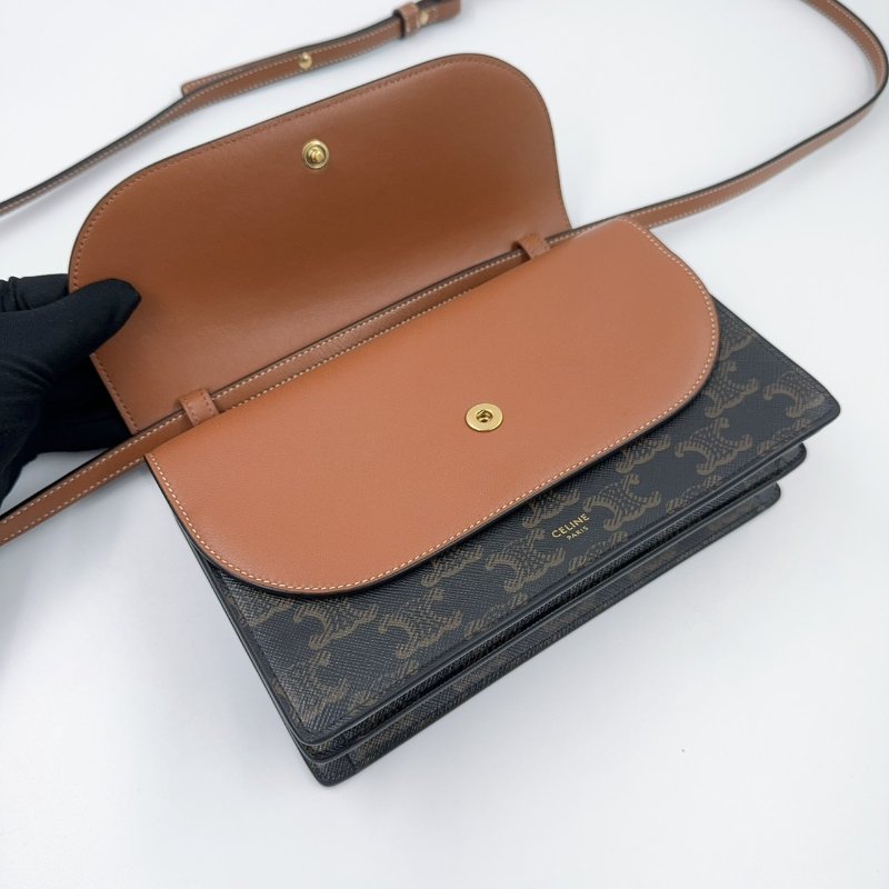 Celine原花凱旋門雙蓋woc斜背包-8