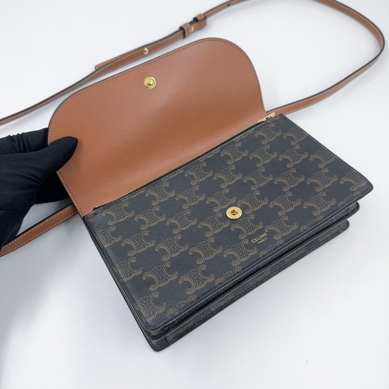 Celine原花凱旋門雙蓋woc斜背包-10