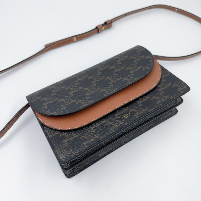 Celine原花凱旋門雙蓋woc斜背包-11