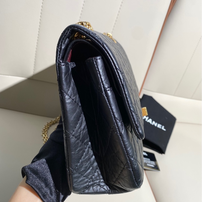 Chanel香奈兒 黑色牛皮2.55 復古金扣鏈條包，中號-3