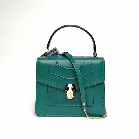 BVLGARI SerpentiForever風琴蛇頭包小號綠色牛皮