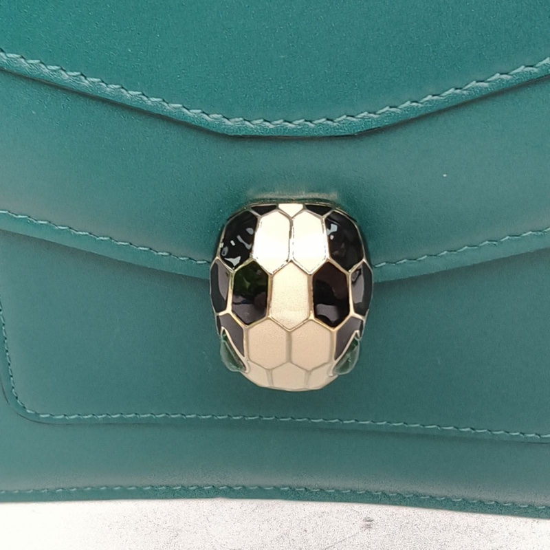 BVLGARI SerpentiForever風琴蛇頭包小號綠色牛皮-3