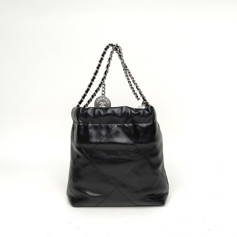 CHANEL 22BagTote托特包Mini黑色牛皮晶片開銀扣-2