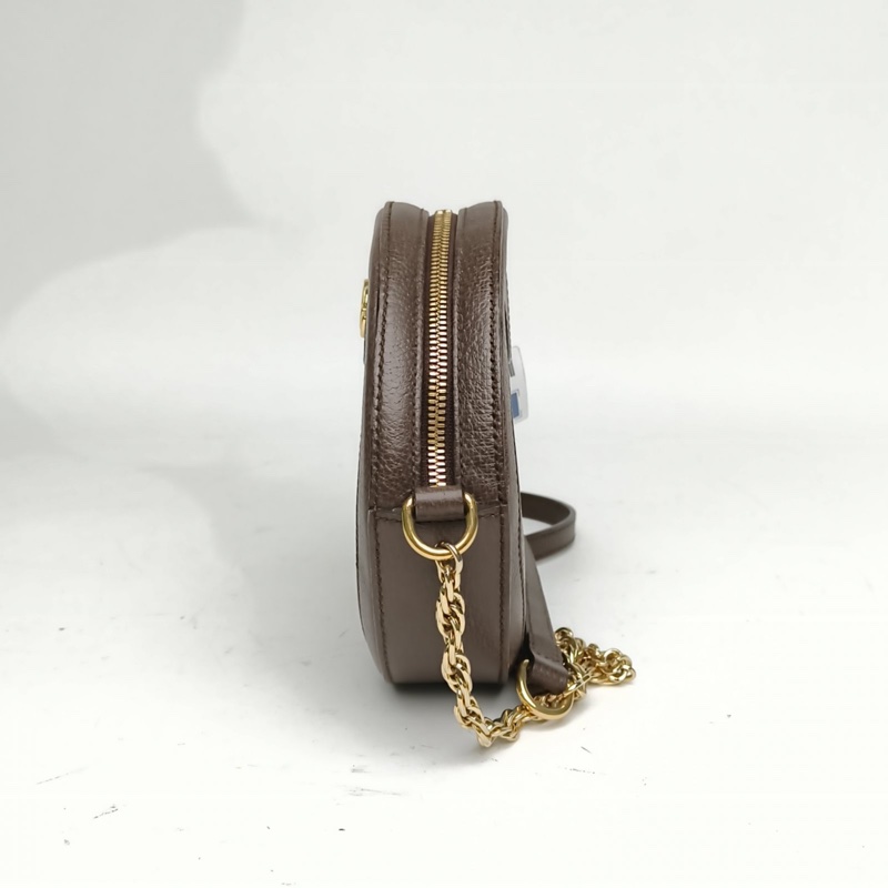 GUCCI Ophidia圓餅包斜挎包18烏木色PVC金扣-1